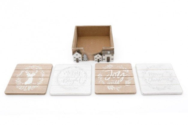 Scandi Village Scene Coaster Set