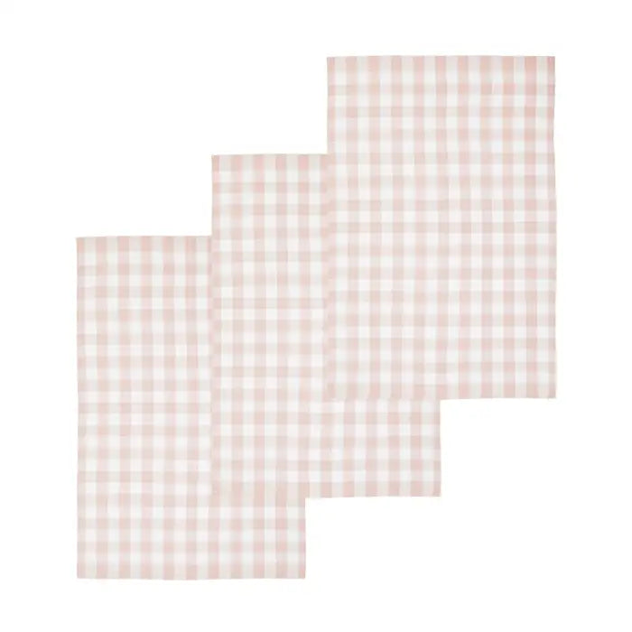 Set Of Three Cotton Check Tea Towels