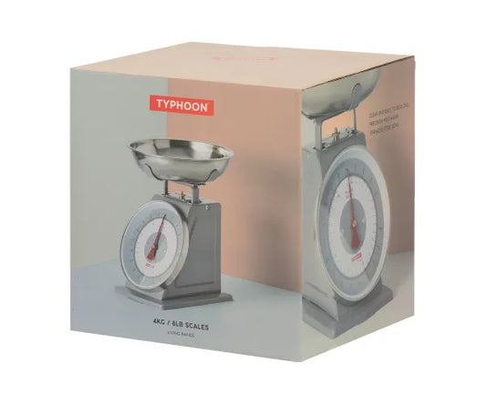 Typhoon Living Grey Kitchen Scales – Classic Mechanical Weighing Scales with Bowl